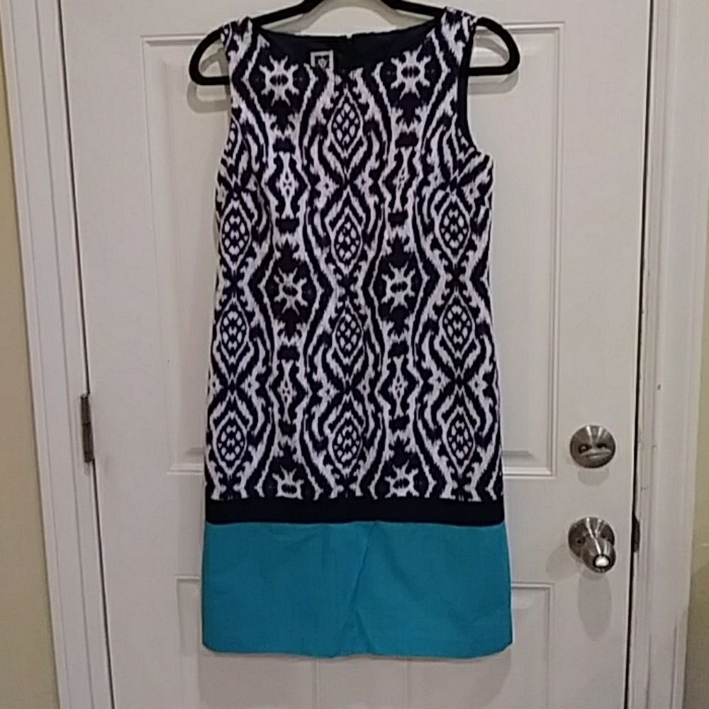 Anne Klein ikat navy dresd